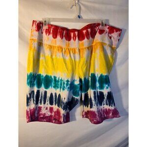 Livi Elastic Stretch Rainbow Tie Dye Biker Bike Shorts Womens Plus 3X 26W 28W
